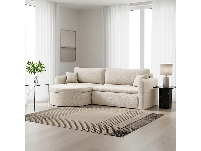Uniwersalny narożnik Verona L z funkcją spania, do salonu, kremowy