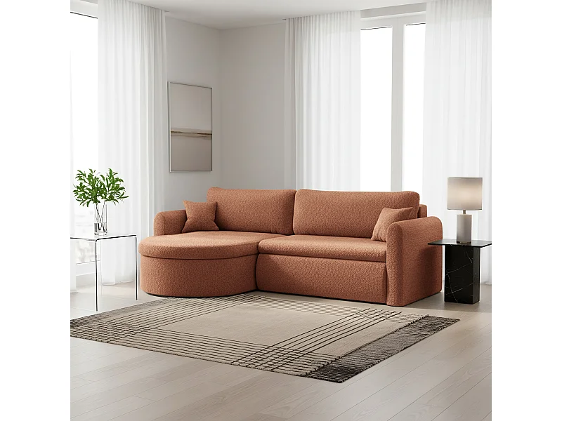 Uniwersalny narożnik Verona L z funkcją spania, do salonu, cegła