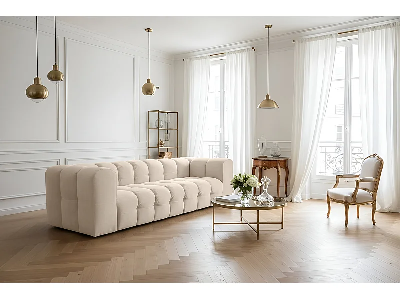 Sofa Baloo, 4-osobowa, do salonu, tkanina Tiffany, beż