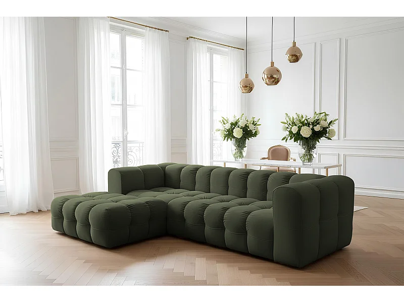 Narożnik Baloo L, do salonu, tkanina Tiffany, lewy, zielony