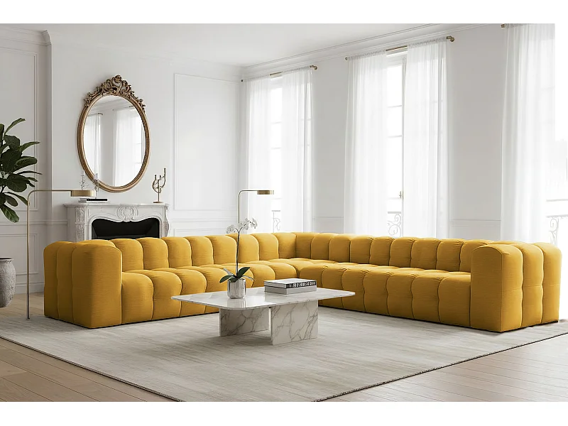 Narożnik Baloo Corner Duży, 8-osobowy, do salonu, tkanina Tiffany, miodowy