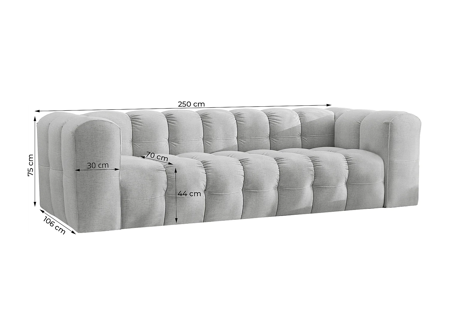 Sofa Baloo, 4-osobowa, do salonu, tkanina Tiffany, zielony