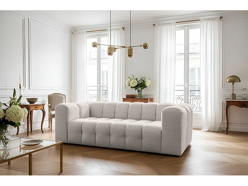 Sofa Baloo, 3-osobowa, do salonu, tkanina Moly, krem