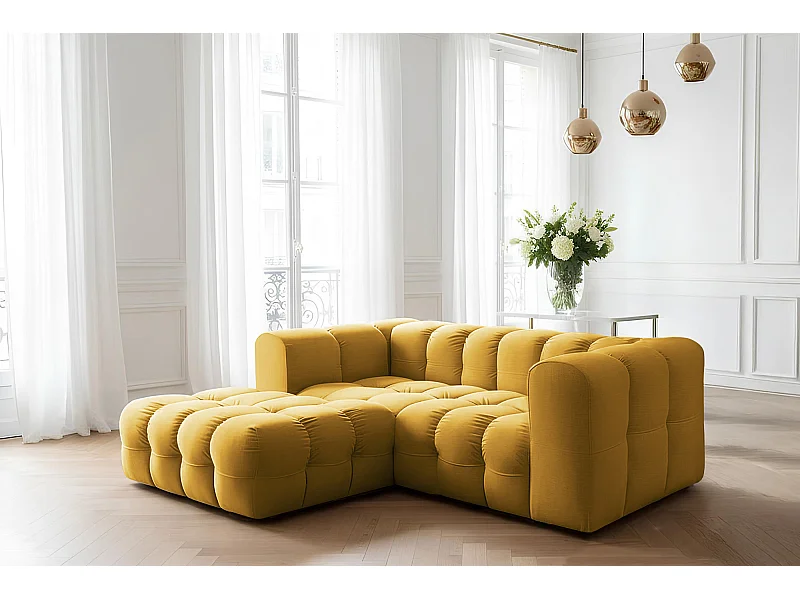 Narożnik Baloo L mini, do salonu, tkanina Tiffany, lewy, miodowy