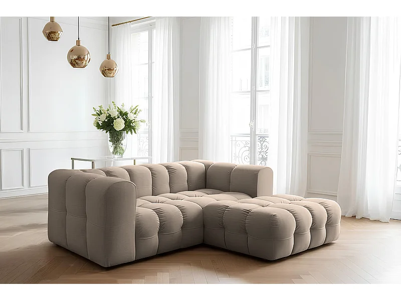 Narożnik Baloo L mini, do salonu, tkanina Tiffany, prawy, taupe