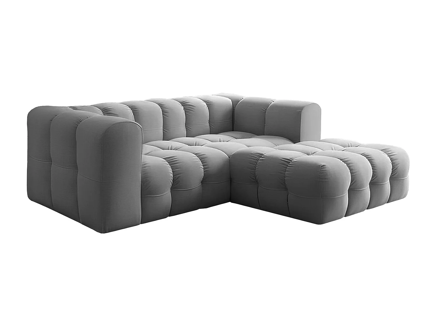 Narożnik Baloo L mini, do salonu, tkanina Tiffany, prawy, szary