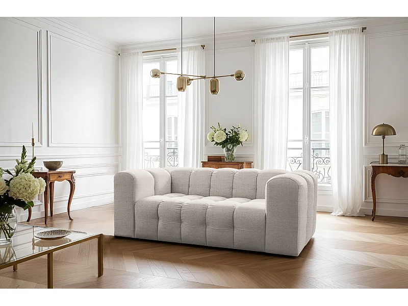 Sofa Baloo, 2-osobowa, do salonu, tkanina Moly, krem