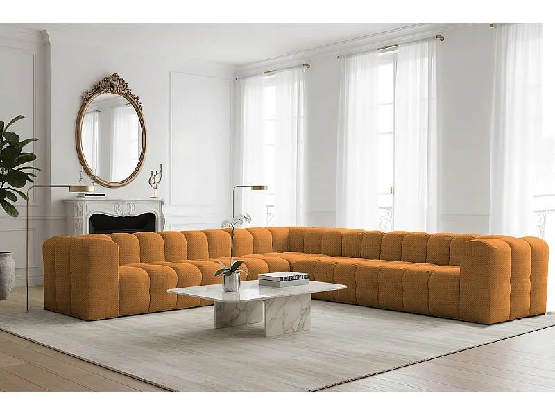 Narożnik Baloo Corner Duży, 8-osobowy, do salonu, tkanina Moly, pomarańcz