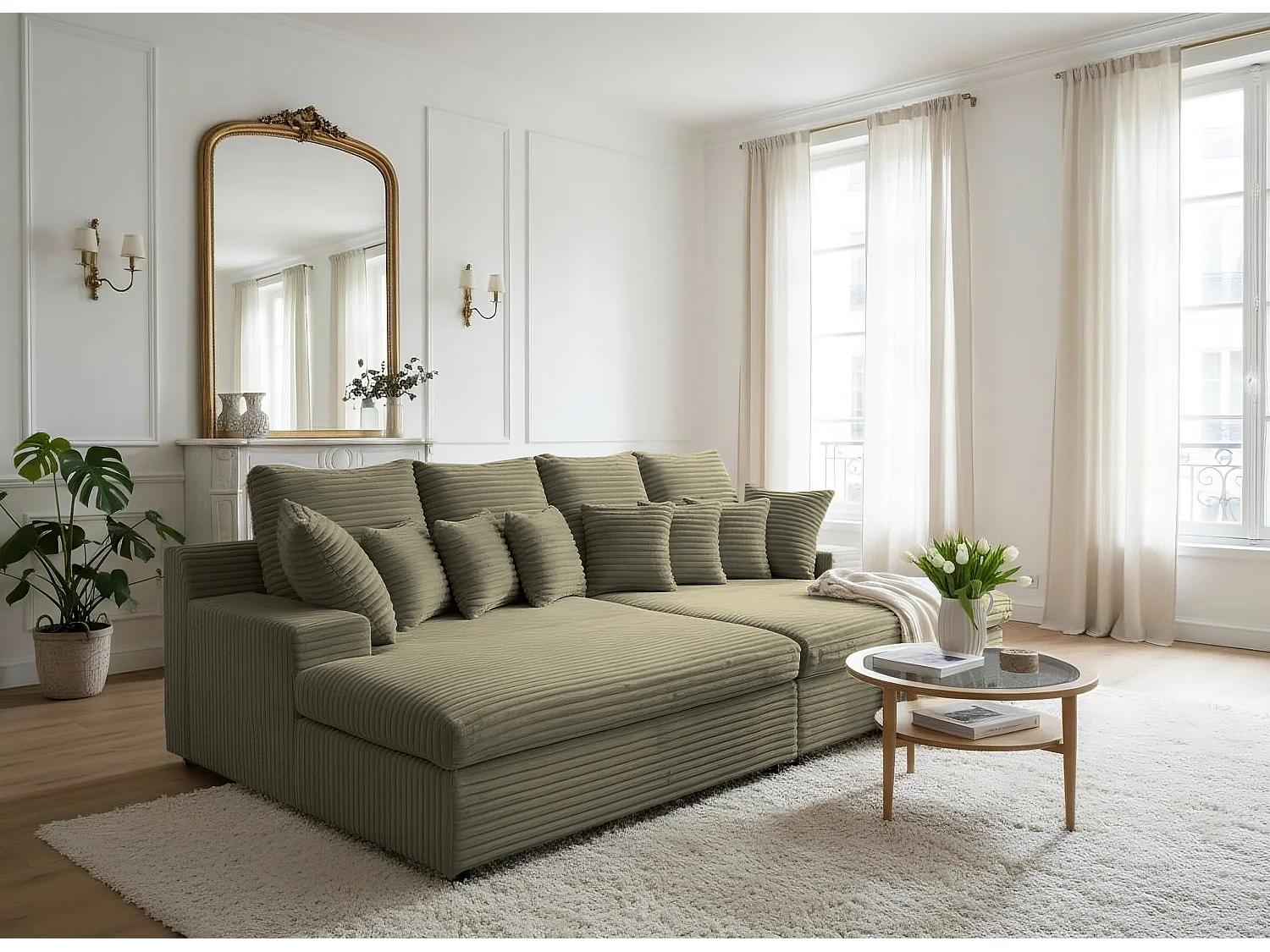 Sofa Lazy tkanina Tilia 37 oliwkowa