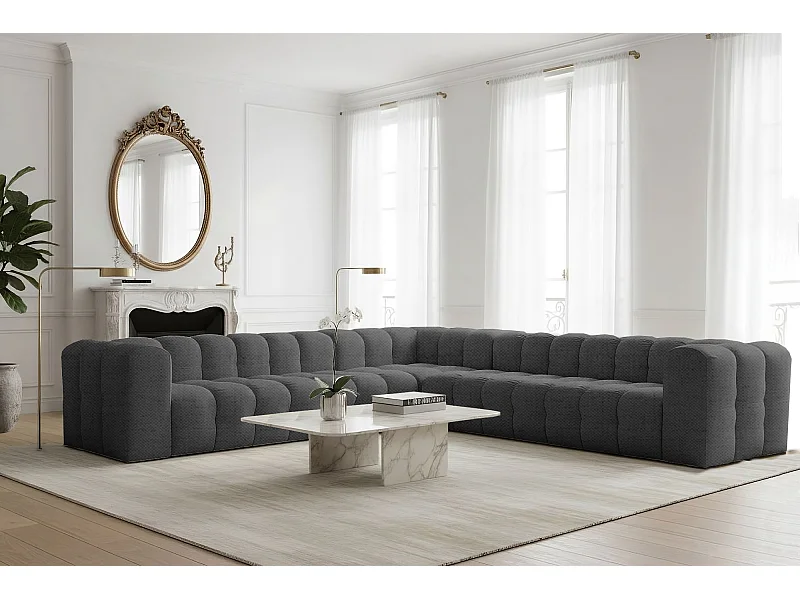 Narożnik Baloo Corner Duży, 8-osobowy, do salonu, tkanina Moly, antracyt