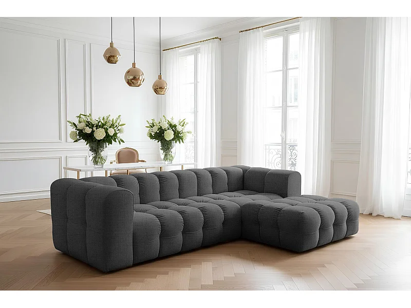 Narożnik Baloo L, do salonu, tkanina Moly, prawy, antracyt