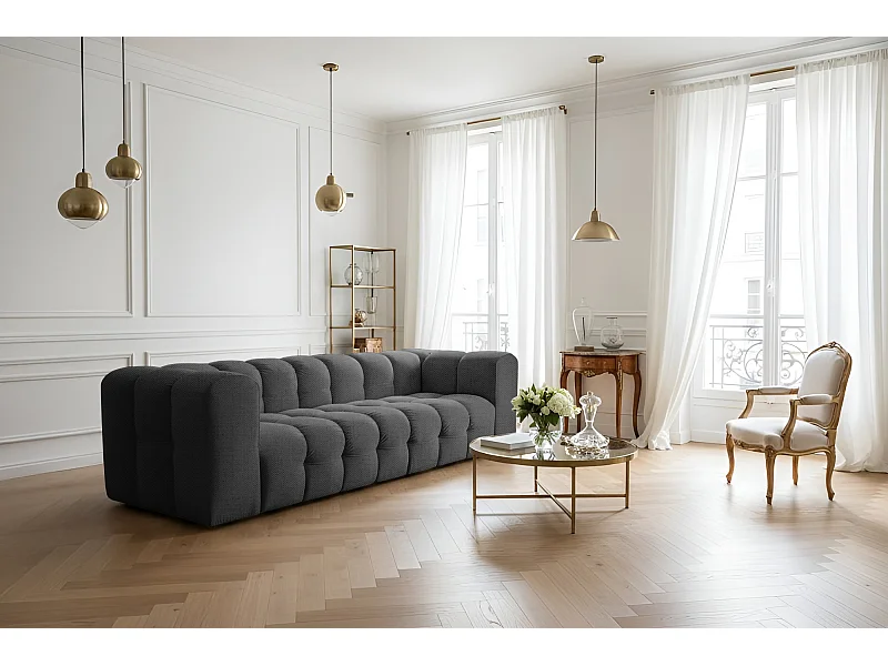 Sofa Baloo, 4-osobowa, do salonu, tkanina Moly, antracyt