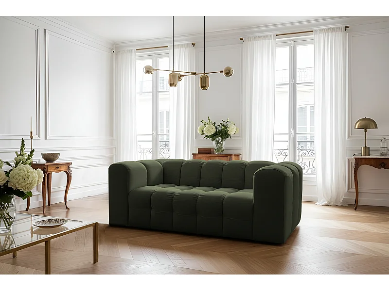 Sofa Baloo, 2-osobowa, do salonu, tkanina Tiffany, zielony