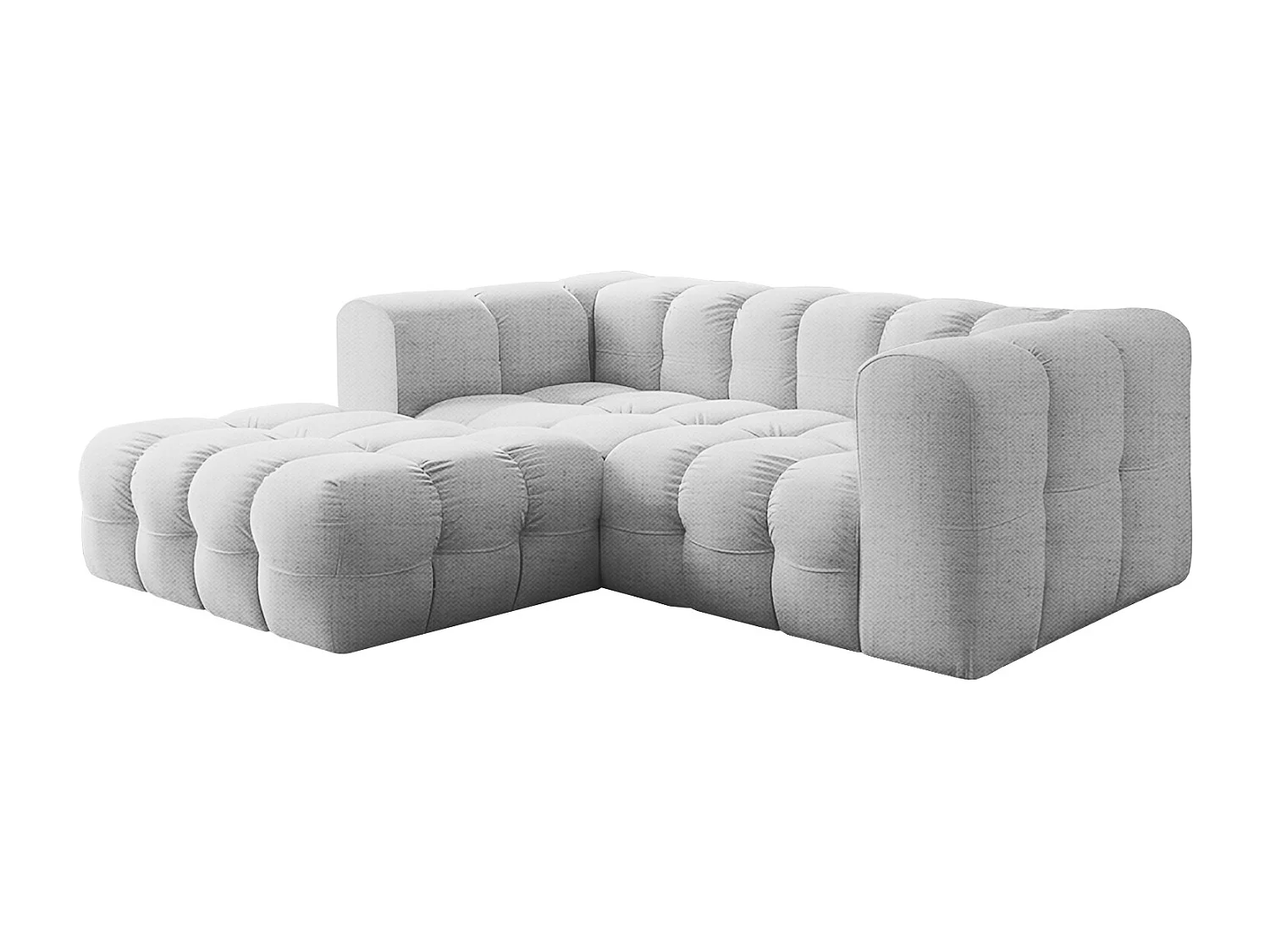 Narożnik Baloo L mini, do salonu, tkanina Moly, lewy, jasnoszary