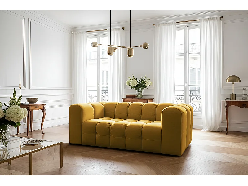 Sofa Baloo, 2-osobowa, do salonu, tkanina Tiffany, miodowy