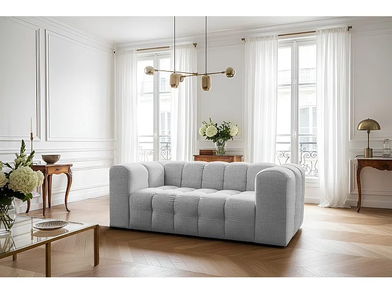 Sofa Baloo, 2-osobowa, do salonu, tkanina Moly, jasnoszary