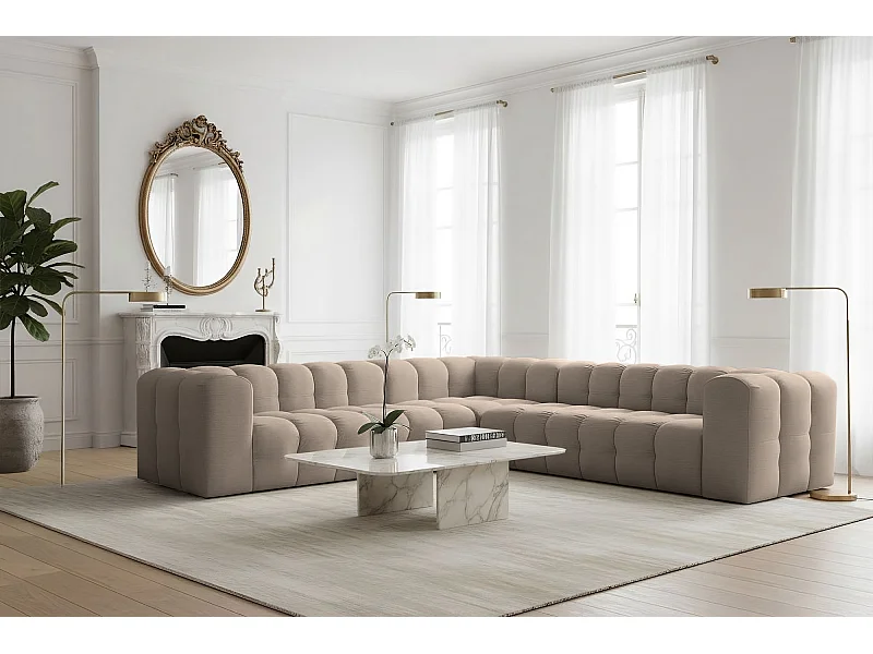 Narożnik Baloo Corner Średni, 6-osobowy, do salonu, tkanina Tiffany, taupe