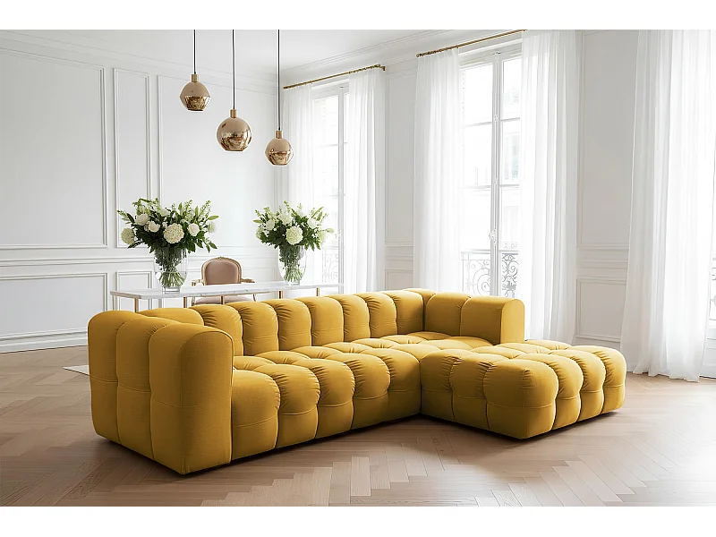 Narożnik Baloo L, do salonu, tkanina Tiffany, prawy, miodowy