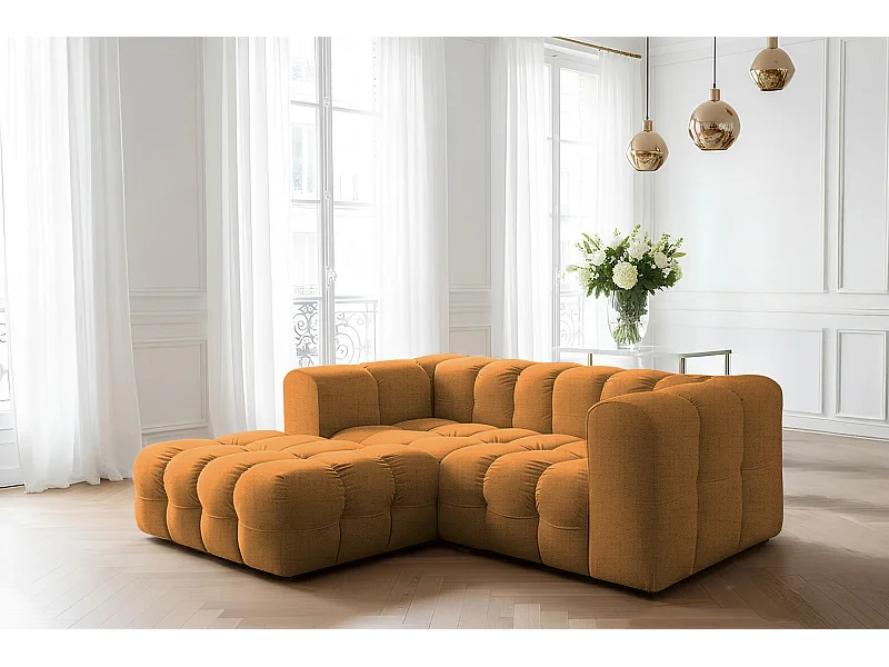 Narożnik Baloo L mini, do salonu, tkanina Moly, lewy, pomarańcz