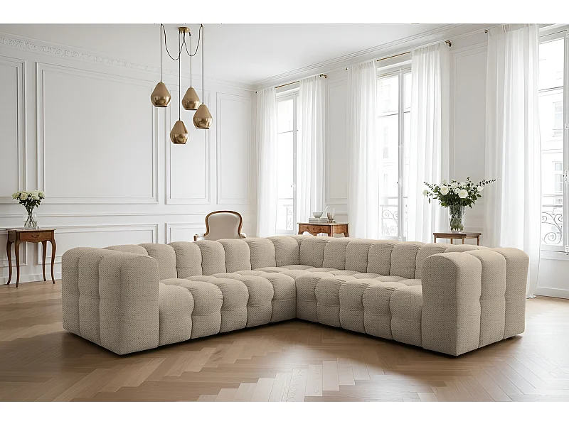 Narożnik Baloo Corner Mały, 6-osobowy, do salonu, tkanina Moly, beż
