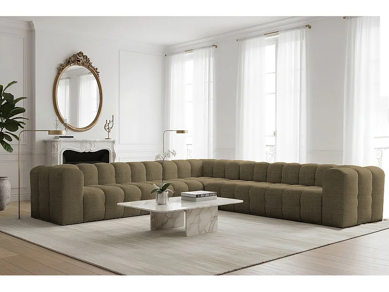 Narożnik Baloo Corner Duży, 8-osobowy, do salonu, tkanina Moly, zielony