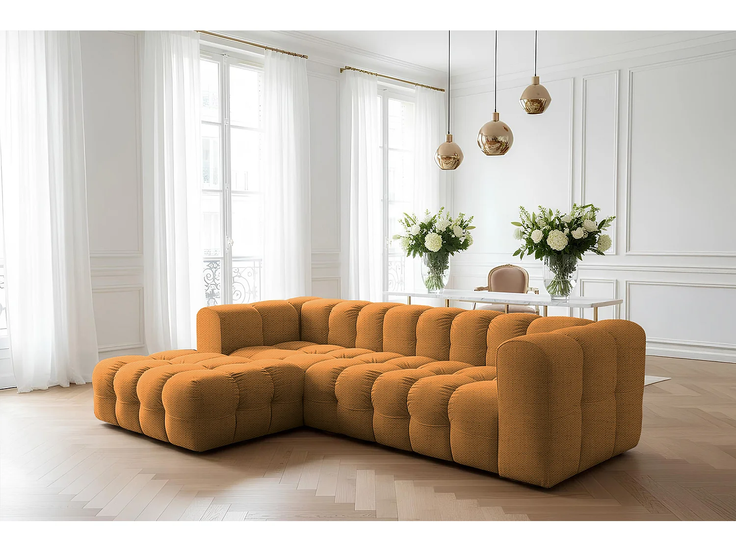 Narożnik Baloo L, do salonu, tkanina Moly, lewy, pomarańcz