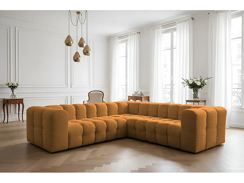 Narożnik Baloo Corner Mały, 6-osobowy, do salonu, tkanina Moly, pomarańcz