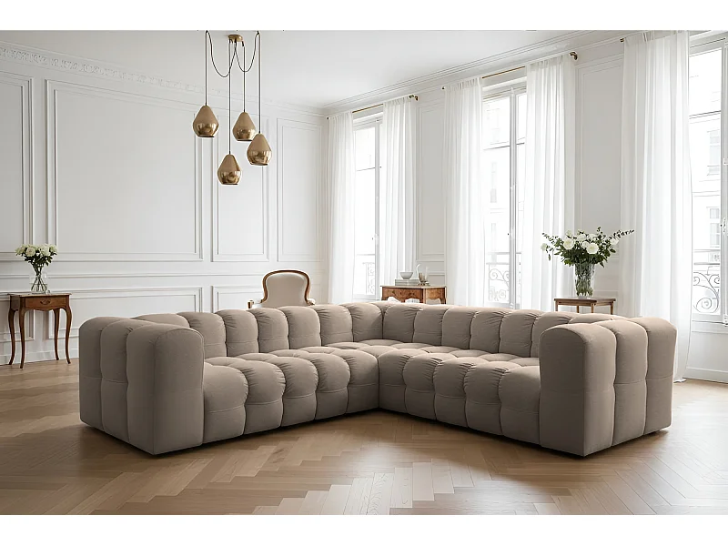 Narożnik Baloo Corner Mały, 6-osobowy, do salonu, tkanina Tiffany, taupe