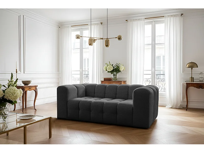 Sofa Baloo, 2-osobowa, do salonu, tkanina Moly, antracyt