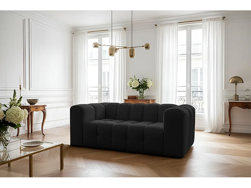 Sofa Baloo, 2-osobowa, do salonu, tkanina Tiffany, czarny