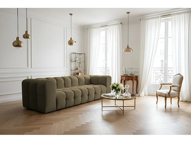 Sofa Baloo, 4-osobowa, do salonu, tkanina Moly, zielony