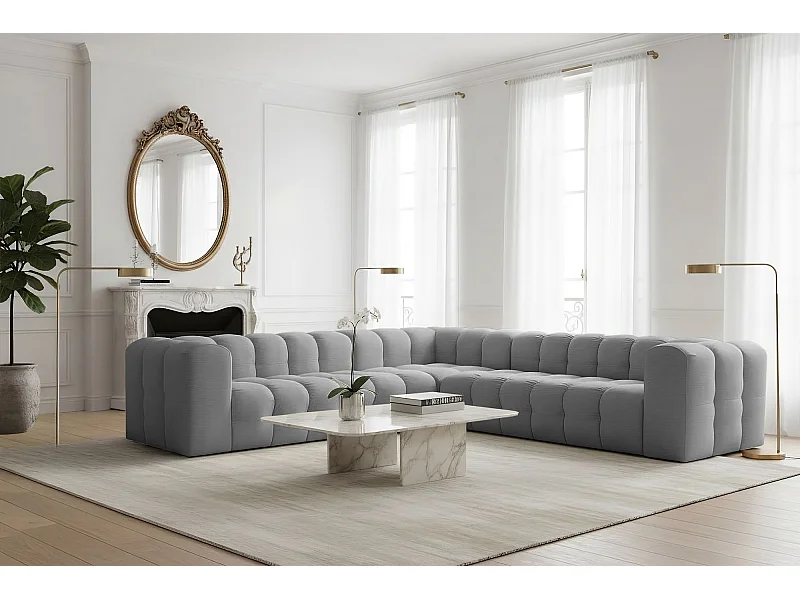 Narożnik Baloo Corner Średni, 6-osobowy, do salonu, tkanina Tiffany, szary