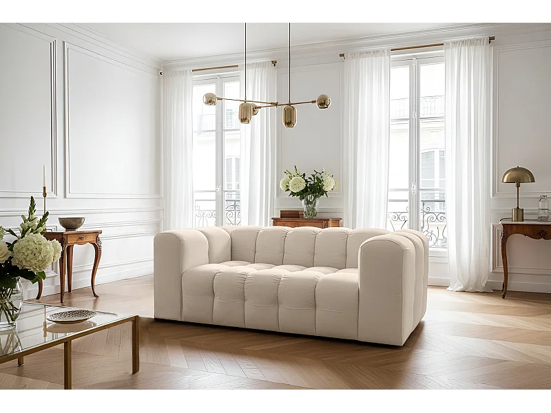 Sofa Baloo, 2-osobowa, do salonu, tkanina Tiffany, beż