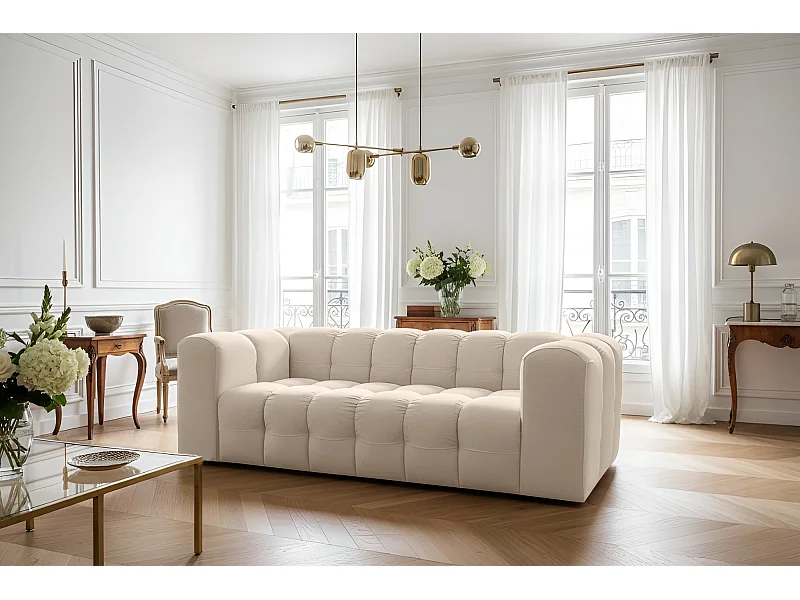 Sofa Baloo, 3-osobowa, do salonu, tkanina Tiffany, beż