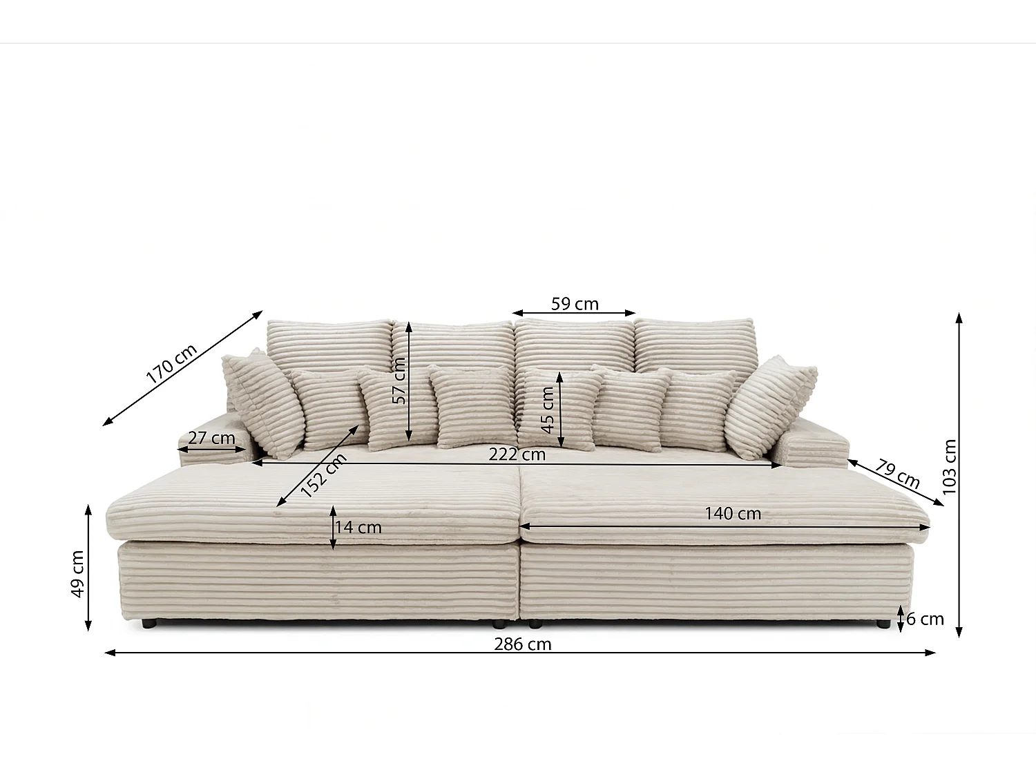 Sofa Lazy tkanina Tilia 03 beż
