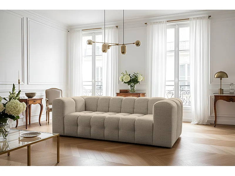 Sofa Baloo, 3-osobowa, do salonu, tkanina Moly, beż