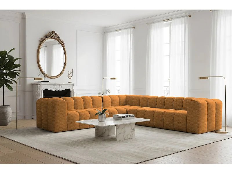 Narożnik Baloo Corner Średni, 6-osobowy, do salonu, tkanina Moly, pomarańcz