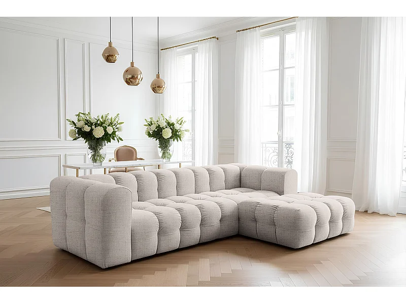 Narożnik Baloo L, do salonu, tkanina Moly, prawy, krem