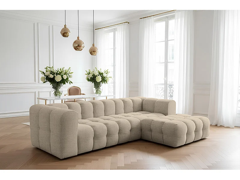 Narożnik Baloo L, do salonu, tkanina Moly, prawy, beż