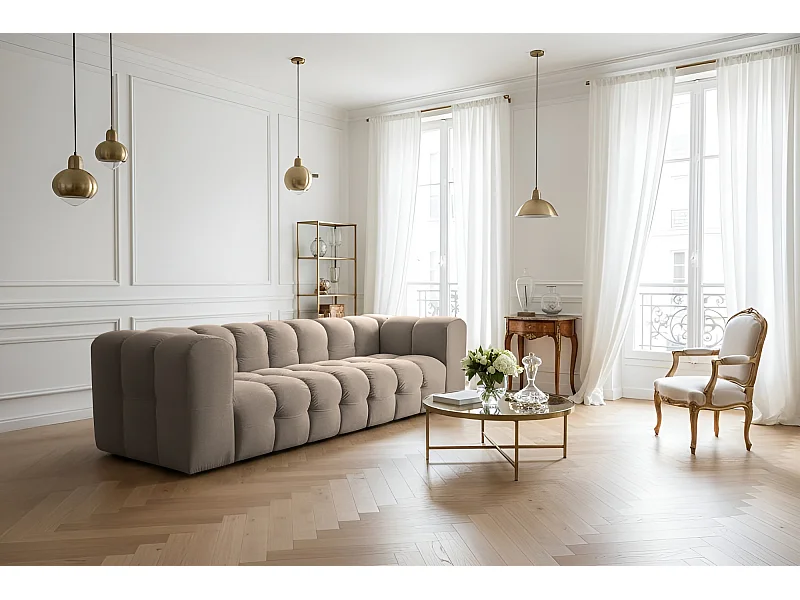 Sofa Baloo, 4-osobowa, do salonu, tkanina Tiffany, taupe