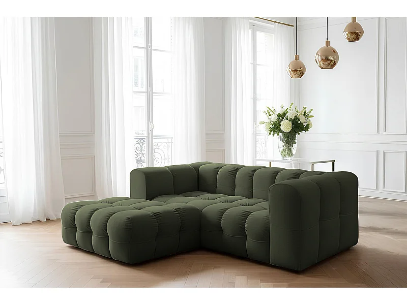 Narożnik Baloo L mini, do salonu, tkanina Tiffany, lewy, zielony