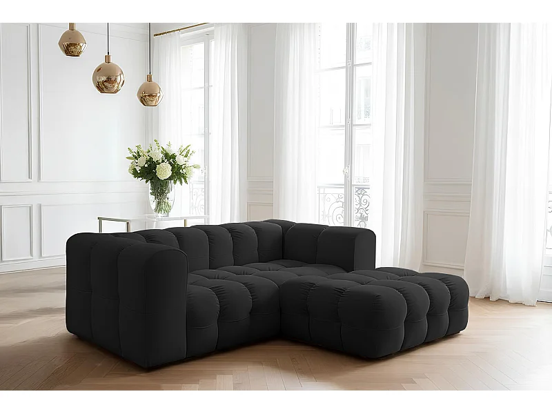 Narożnik Baloo L mini, do salonu, tkanina Tiffany, prawy, czarny