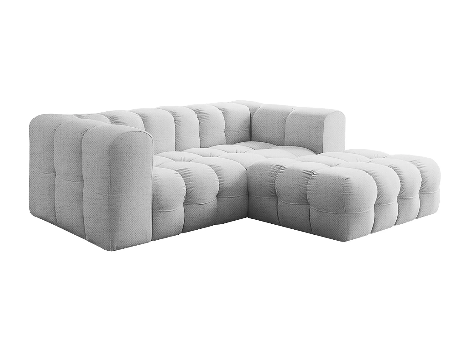 Narożnik Baloo L mini, do salonu, tkanina Moly, prawy, jasnoszary