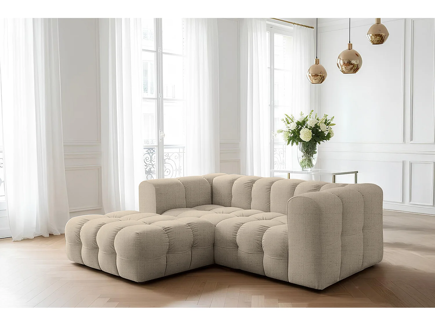 Narożnik Baloo L mini, do salonu, tkanina Moly, lewy, beż