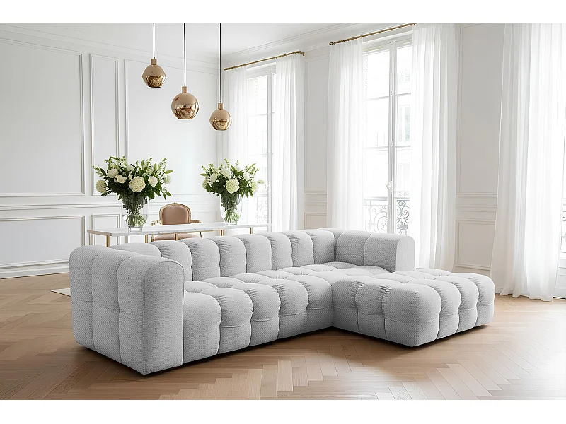 Narożnik Baloo L, do salonu, tkanina Moly, prawy, jasnoszary