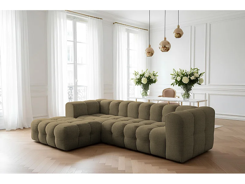 Narożnik Baloo L, do salonu, tkanina Moly, lewy, zielony