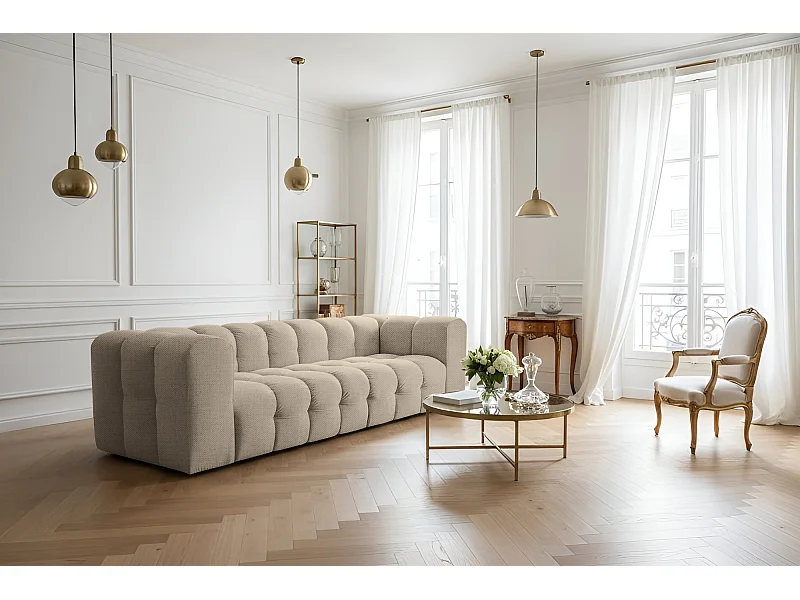 Sofa Baloo, 4-osobowa, do salonu, tkanina Moly, beż