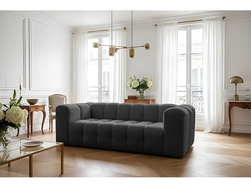 Sofa Baloo, 3-osobowa, do salonu, tkanina Moly, antracyt