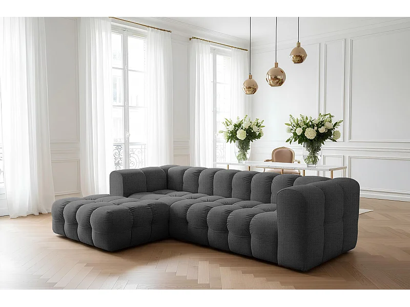 Narożnik Baloo L, do salonu, tkanina Moly, lewy, antracyt