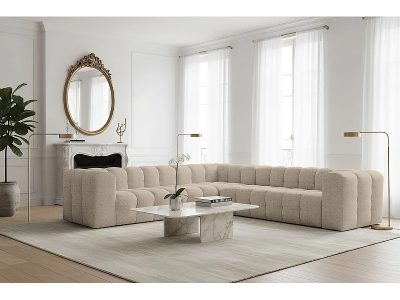 Narożnik Baloo Corner Średni, 6-osobowy, do salonu, tkanina Moly, beż